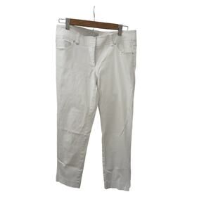 Cache White Crop Pants Zipper Detail Hem Pockets 10